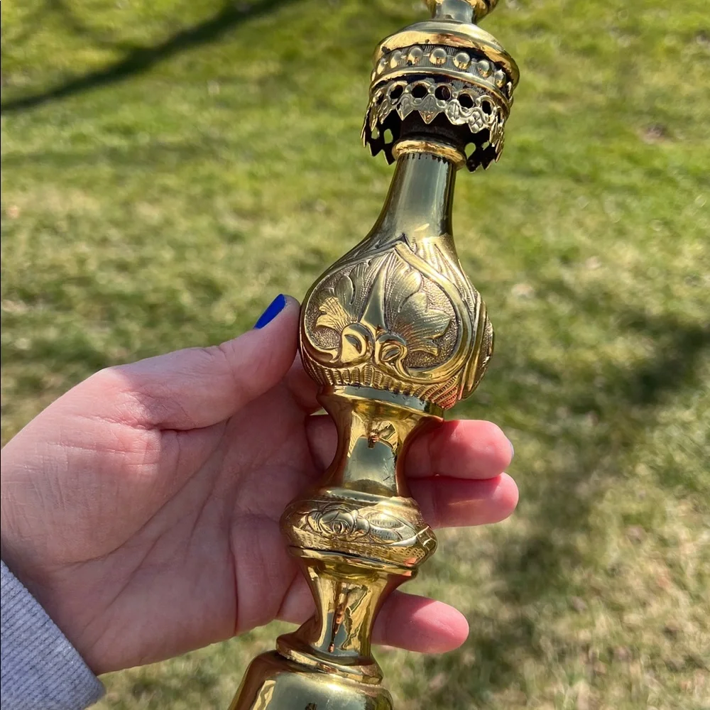 Antique Shabbat Sabbath Brass Candlesticks by Fraget Warszawa Poland Judaica